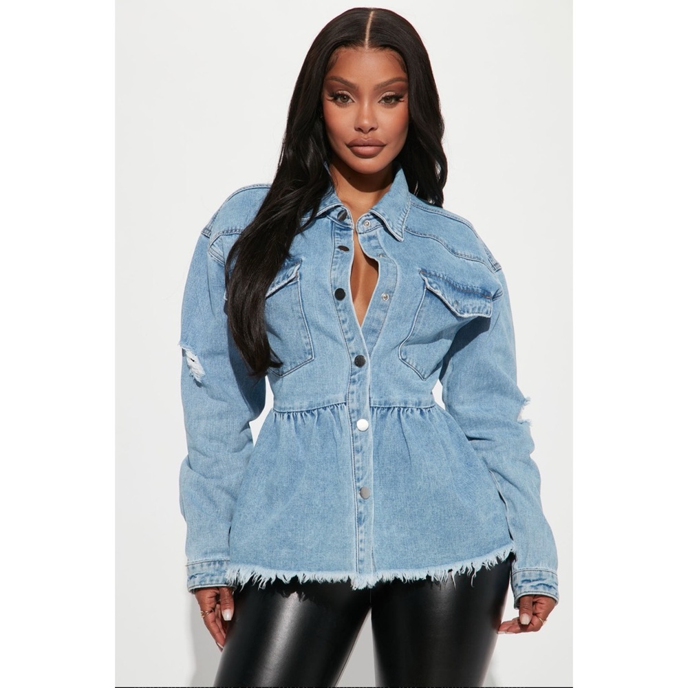 Fashion Nova Pretty Peplum Denim Shacket